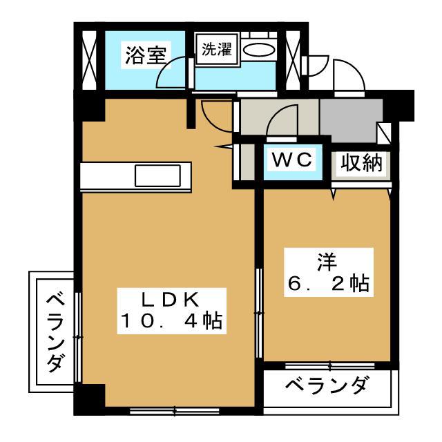 KOMATSUマンション(1LDK/4階)の間取り写真