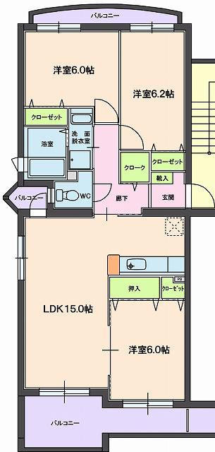 シャルマンIII(3LDK/4階)の間取り写真