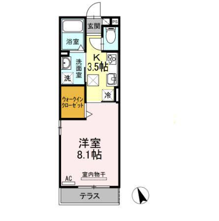 スカイハウス(1K/1階)の間取り写真