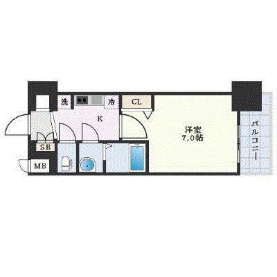 プレサンス大国町アドロッソ(1K/3階)の間取り写真