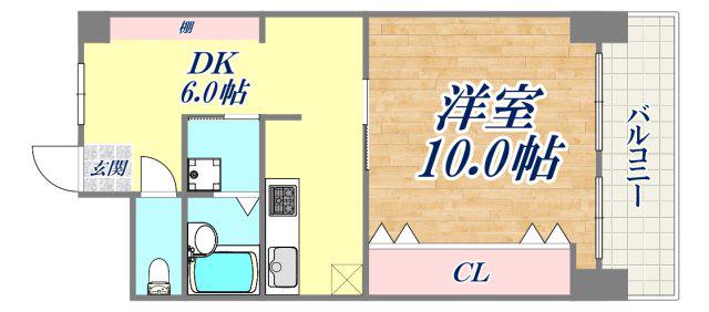 花隈ダイヤハイツ(1DK/1階)の間取り写真