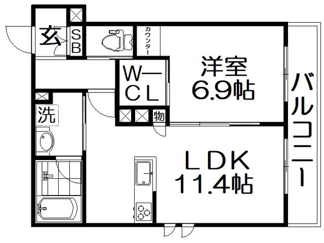 SHAMAISON LAN-FREE(1LDK/3階)の間取り写真