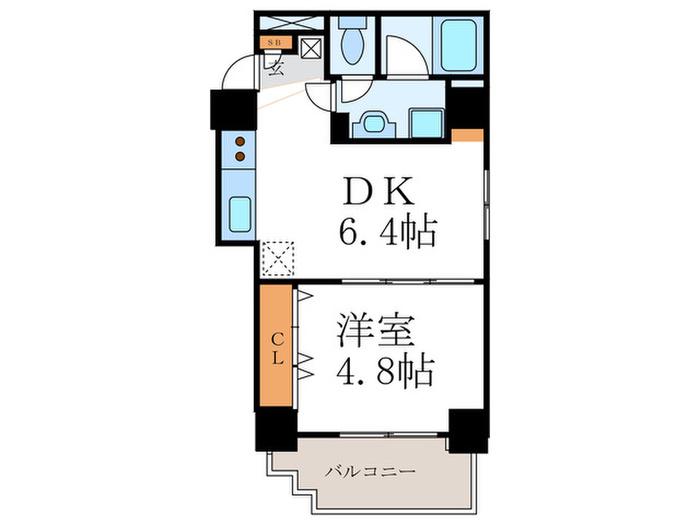 ドルチェヴィータ四条大宮(1DK/6階)の間取り写真