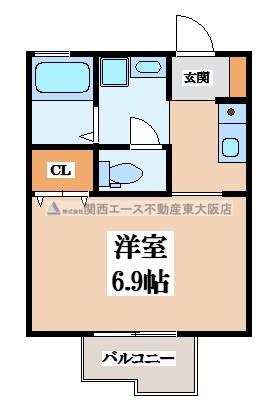 Sパセオ(1K/1階)の間取り写真