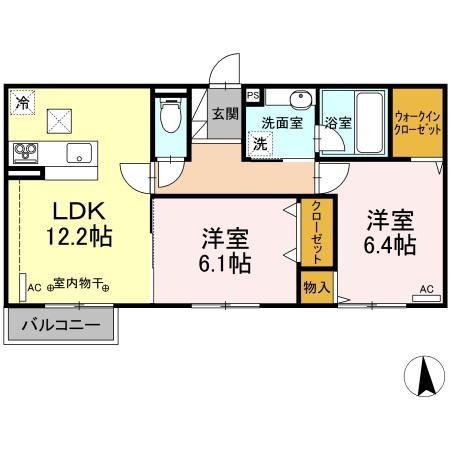 ルナ ピエーナ(2LDK/1階)の間取り写真