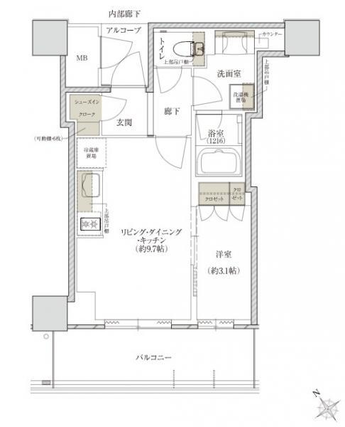 THE TOWER HIRAKATA(1LDK/8階)の間取り写真