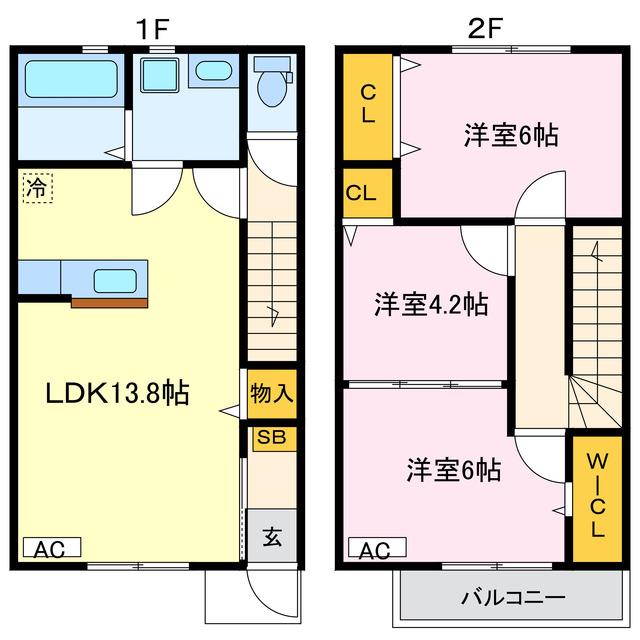 メゾネットファームARAKO(3LDK/1階)の間取り写真