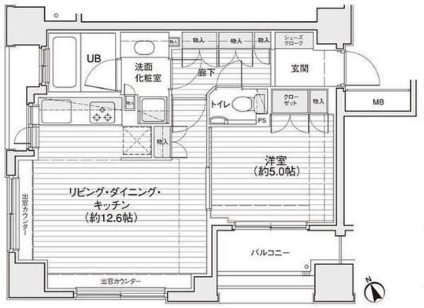 ドゥーエ銀座イーストI(1LDK/7階)の間取り写真