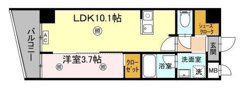 D-ROOM安謝DW(1LDK/6階)の間取り写真