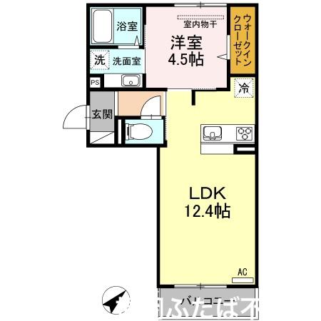 Kスタイル清水(1LDK/3階)の間取り写真