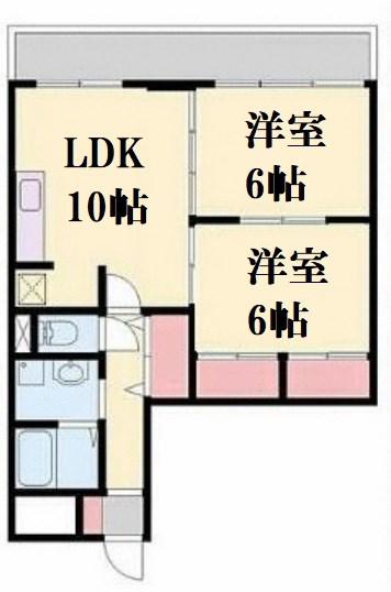 コーポあまの(2LDK/4階)の間取り写真