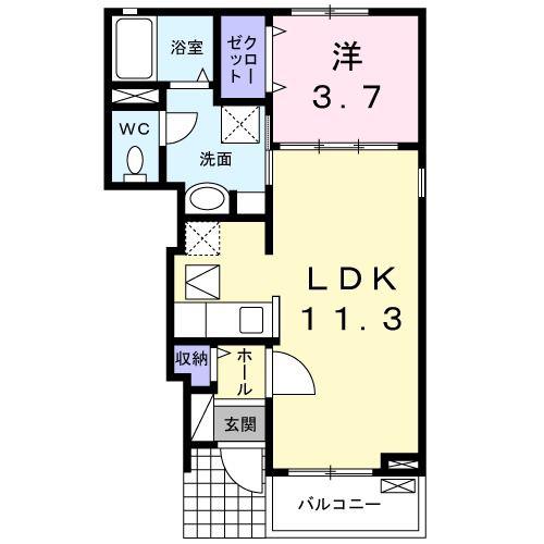 グランオーブ(1LDK/1階)の間取り写真