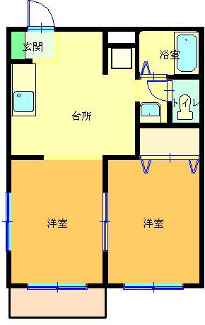 VILLA 10(2DK/1階)の間取り写真