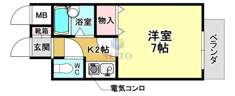 ファミーユ松本(1K/2階)の間取り写真