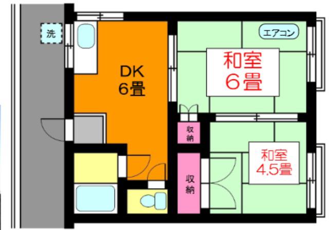 ゆうき荘(2DK/2階)の間取り写真