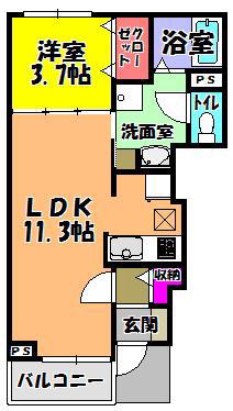 メゾンジャスティスA棟(1LDK/1階)の間取り写真