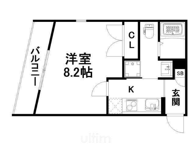 アンシェンヌ京都衣笠(1K/4階)の間取り写真