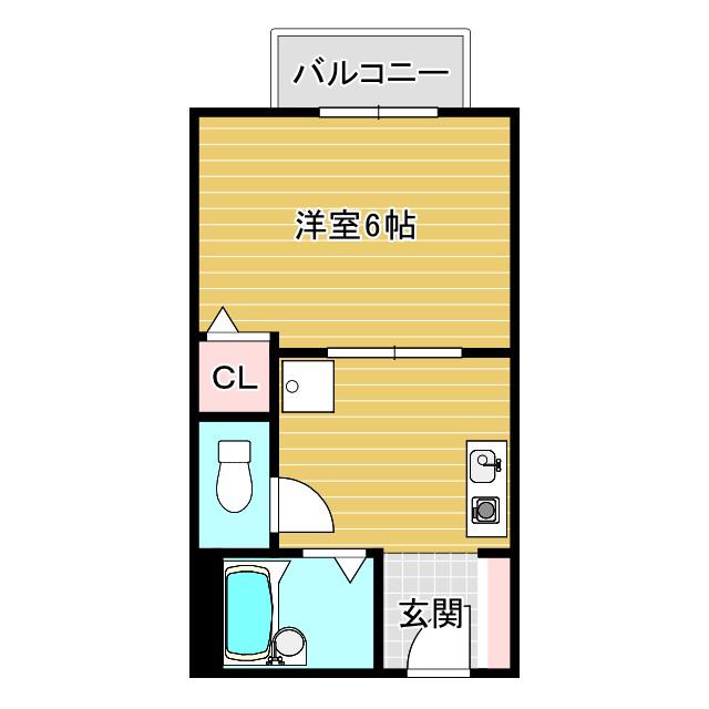 入江ハイツIV(1K/2階)の間取り写真