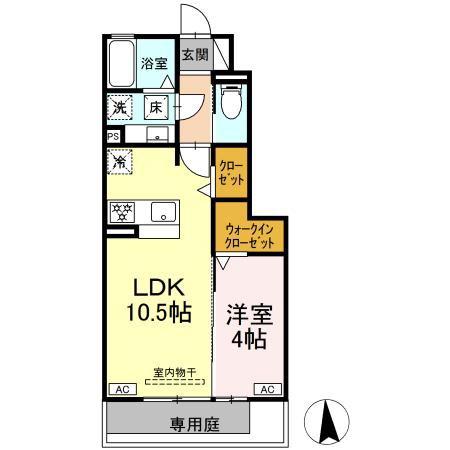 D-ROOM北島町(1LDK/1階)の間取り写真
