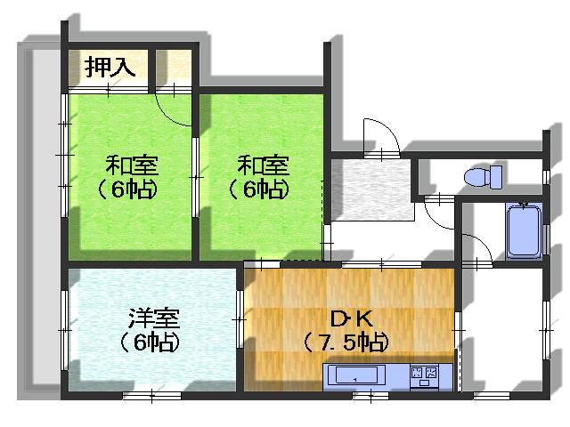 レジデンス(3DK/2階)の間取り写真