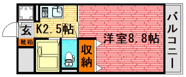 セゾン升本(1K/3階)の間取り写真