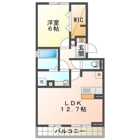 エスペランサSIII A棟(1LDK/2階)の間取り写真