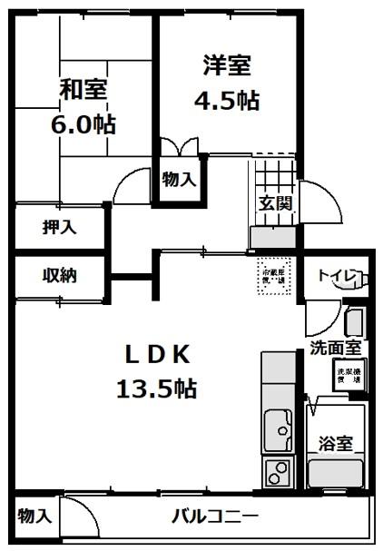 フラワリー霞ヶ関(2LDK/5階)の間取り写真