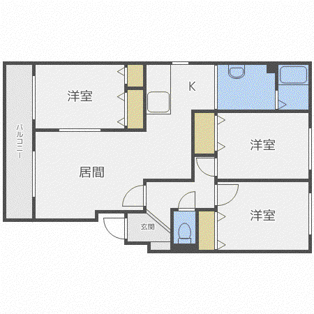 パークハイツF(3LDK/4階)の間取り写真