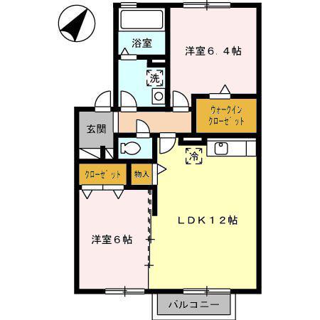 ボヌール コートB棟(2LDK/2階)の間取り写真