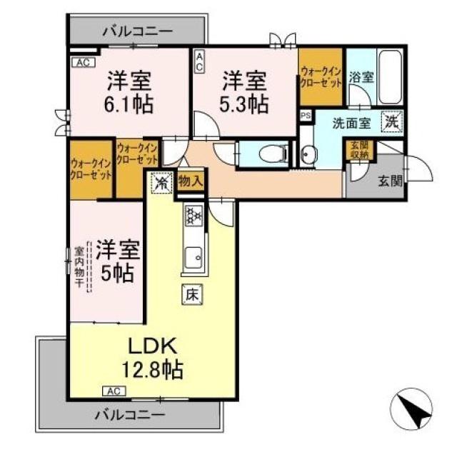 CASA SOLARE(3LDK/1階)の間取り写真