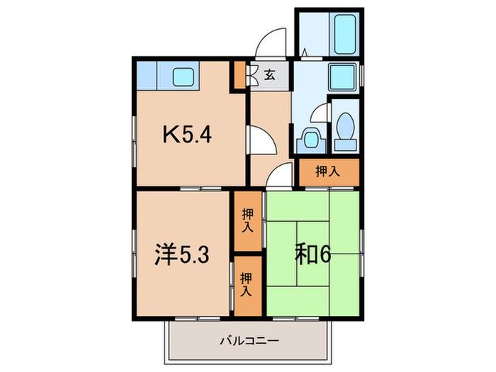 ベルハイツ(2K/2階)の間取り写真