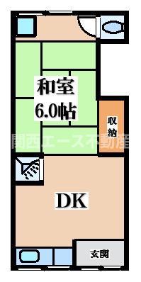東大阪市玉串町西1丁目アパート(2K/2階)の間取り写真