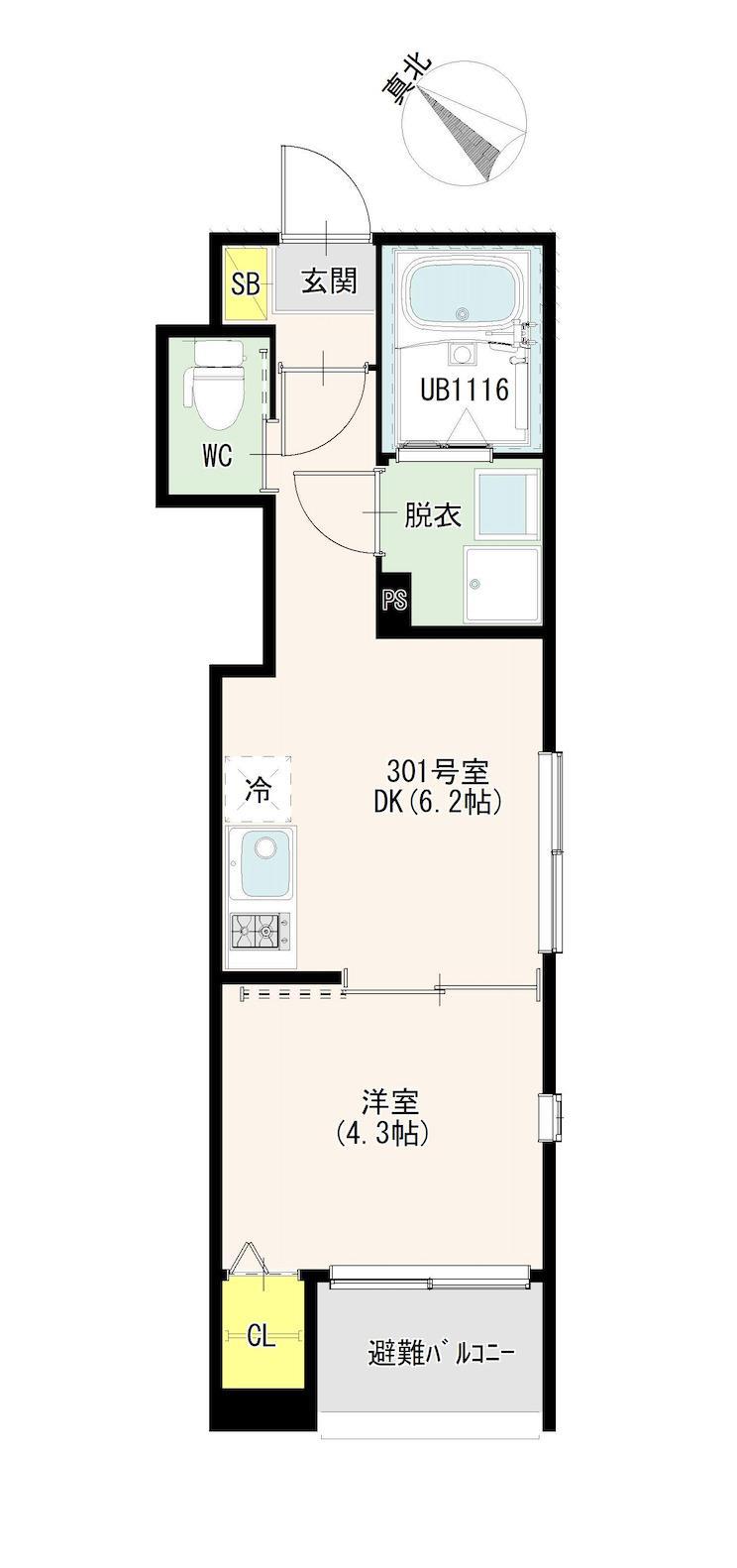 LUMIERE TERRACE MIZUE(1DK/3階)の間取り写真