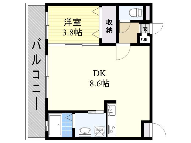 リファレンス中央町(1DK/15階)の間取り写真