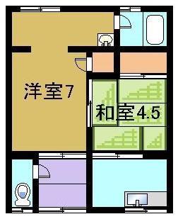 土生町平屋(2K/1階)の間取り写真