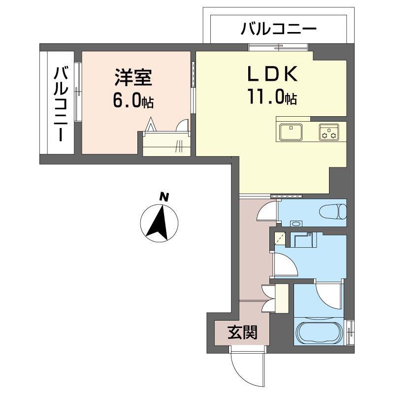 グランリュクス中野坂上(1LDK/2階)の間取り写真