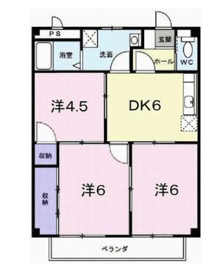 プラザ亀山(3DK/2階)の間取り写真