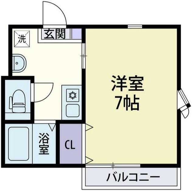 プレイスヨコハマ(1K/2階)の間取り写真