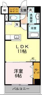 オーチャードK(1LDK/2階)の間取り写真
