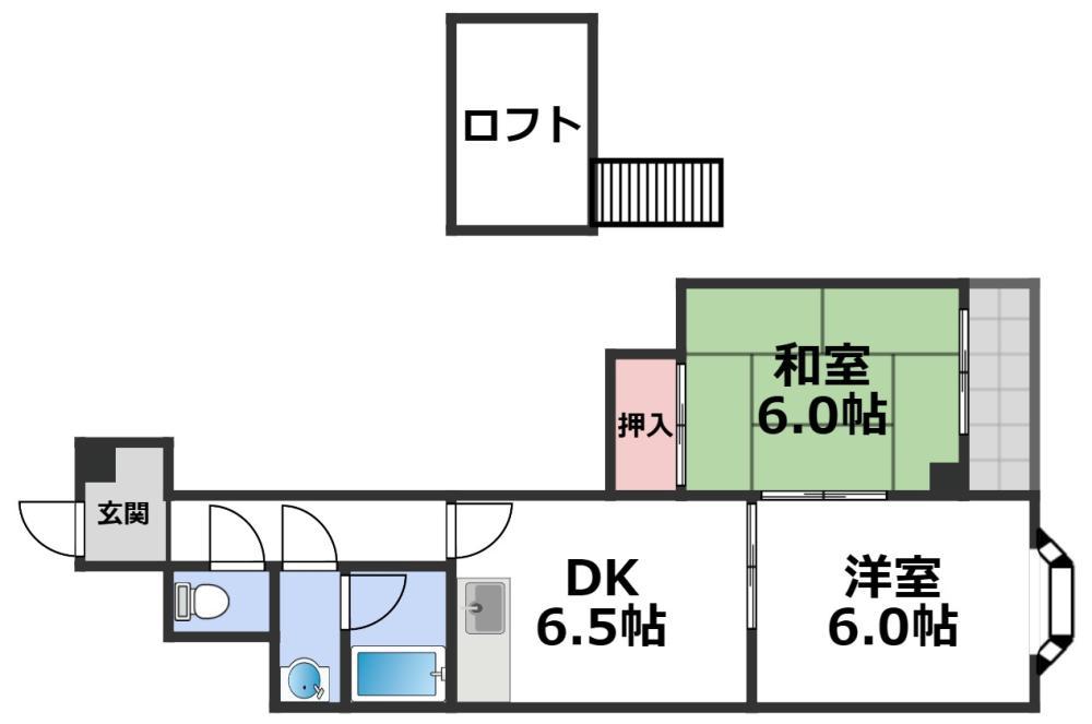 ゴールドマンションII(2DK/7階)の間取り写真