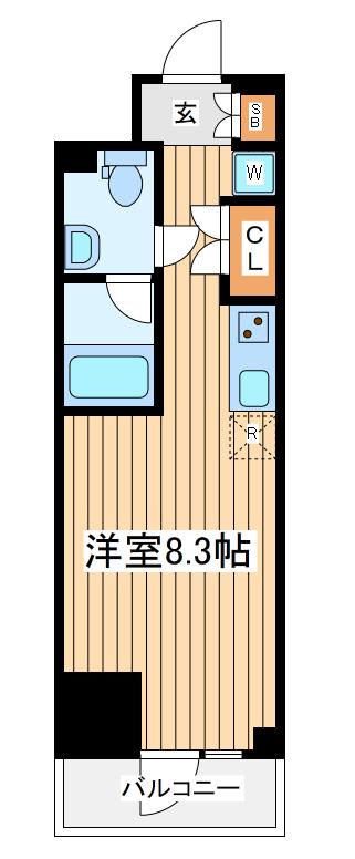 クラリッサ横浜ウエスト(ワンルーム/2階)の間取り写真