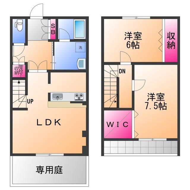 モンシェリ(2LDK/1階)の間取り写真