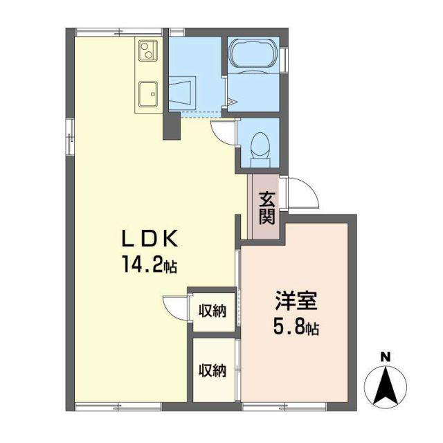 アーバンハウスC棟(1LDK/1階)の間取り写真