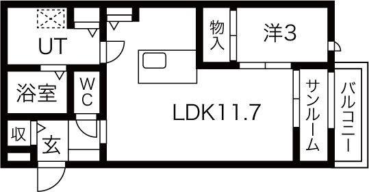 ベリアス エイト(1LDK/2階)の間取り写真