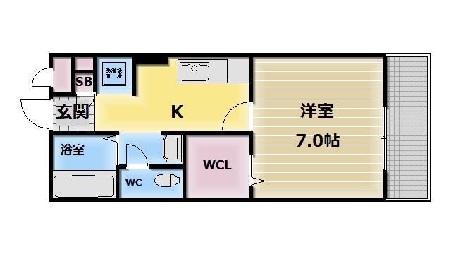 セジュールオッツ八戸ノ里(1K/2階)の間取り写真