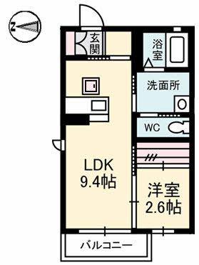 シャーメゾン ニライカナイ(1LDK/1階)の間取り写真