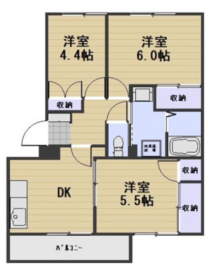 シャルマン竜之口 C棟(3DK/1階)の間取り写真