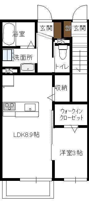 CASA・RIVA(1LDK/1階)の間取り写真