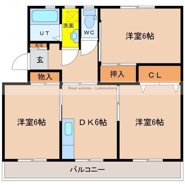 大淀ハイツ(3DK/2階)の間取り写真