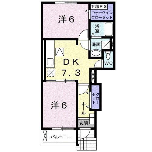 グランツB(2DK/1階)の間取り写真